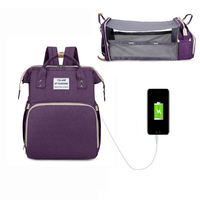Sac à dos multifonctionnel pliable pour maman, sac à couches et sac à langer avec berceau et sac à main