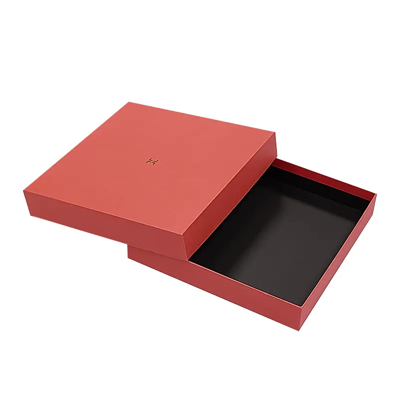 Custom Printing Red Lid And Base Box Square Luxury Shoulder Neck Rigid Cardboard T Shirt Clothes Scarf Box For Clothes Scarf