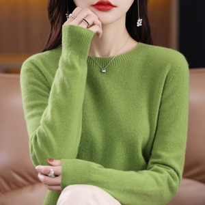 Maglione da <span class=keywords><strong>Donna</strong></span> in <span class=keywords><strong>Cashmere</strong></span> 100% a Collo Tondo, Taglie S-XXL, Pullover Largo con Orlo Morbido, Nuovo Colore Unito per Autunno/Inverno - Product Image 5