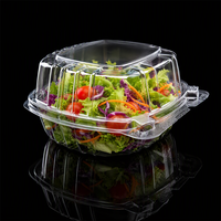 Boîte à salade en plastique transparent avec couvercle en dôme, boîte à salade pour produits frais, fermeture à clipser, parois latérales côtelées, emballage à emporter