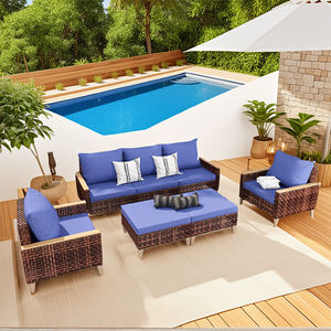 7-Piece Patio Dining Set Bouncy Mats Tiltable High Backrest Spacious <b>Seats</b> Removable <b>Cushions</b> for Outdoor Use - Product Image 5