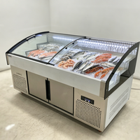 Table de présentation de glace commerciale à refroidissement direct, à niveaux, pour la présentation de fruits de mer frais dans les marchés de poissons côtiers
