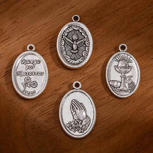 Benutzer definierte katholische billige Geschenke Rosenkranz Religiöses Design Gute Qualität Ovale Form Silber Metall Wunderbare Medaille - Product Image 4