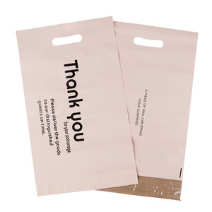 סיטונאי חבילות ורוד מותאם אישית שקיות למחזור תודה פלסטיק אריזה שקיות דואר עם ידית - Product Image 1