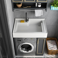 Meuble de lavabo amélioré pour machine à laver, lavabo avec planche à laver pour lavage à la main, en aluminium