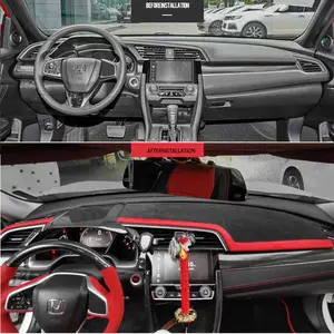 Honda Civic 2016-2021 için Alcantara Dashboard kapak araba aksesuarları modifikasyon iç kiti yüksek kaliteli Civic 10G.