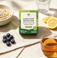 Sachets de thé dégradables aromatisés aux feuilles de lotus, racines de rhubarbe et baies d'aubépine, 2g, 50 unités, pour une infusion saine et détoxifiante