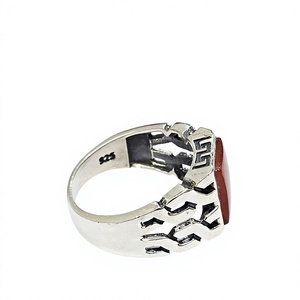 Handmade Carnelian <b>Ring</b> 925 Solid Sterling <b>Silver</b> <b>Men</b> Signet <b>Ring</b> Vintage Red Stone Geometric Pattern Jewelry - Product Image 4