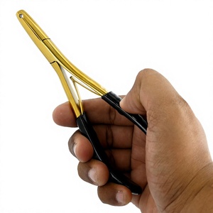 Best Double Spring Micro Nano Beads Crimper 1-Hole Stainless Steel Hair Extension Pliers with Rubber Handle - Product Image 1
