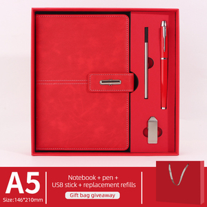 دفتر ملاحظات جلدي فاخر بالجملة مقاس A5 مع قلم وعلبة هدايا للأعمال والشركات - Product Image 6