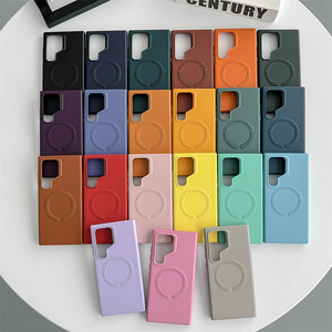 Funda de teléfono móvil a prueba de golpes de cuero magnético de lujo, funda trasera de carga inalámbrica, forro de microfibra para <span class=keywords><strong>Samsung</strong></span> S24 Ultra S24 Plus - Product Image 1