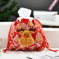 Sac cadeau de Noël de cordon de 6 pouces de tissu de feutre écologique de vente en gros d'usine de la Chine