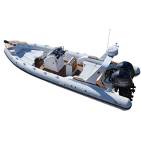 Bateau pneumatique semi-rigide Haohai CE 7,6 m RIB 760 en Hypalon avec coque rigide en aluminium, cabine de pêche, pour 13 personnes, idéal pour la dérive et le surf