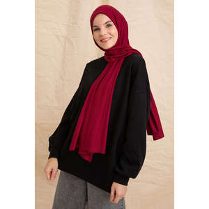 ผ้าพันคอผ้าฝ้าย สีแดงเชอร์รี่ ย้อมสีเรียบ ยาว 100% ผ้าฝ้าย ชิ้นเดียว - Product Image 4