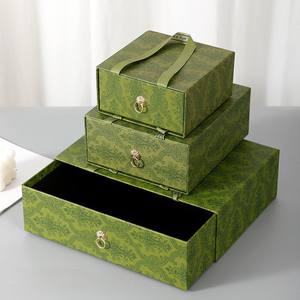 Caja <span class=keywords><strong>de</strong></span> Cajones <span class=keywords><strong>de</strong></span> Alta Gama, Verde Oscuro, Recuerdo, Vacía, Se Puede Usar Como Revestimiento Interior, Pizarra Individual, Extraíble para Cosméticos, Joyería - Product Image 1