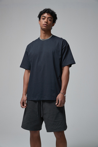 Biểu Tượng Tùy Chỉnh Màn Hình In Cho Phun In 230 GSM Nặng Dệt Kim Cotton T-Shirt Quá Khổ Thời Trang Đường Phố Drop Shoulder Rắn - Product Image 2