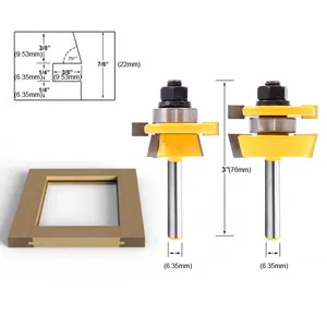 Tùy Chỉnh 3Pcs <span class=keywords><strong>Router</strong></span> Bits Thiết Lập Cửa Làm Shaker Lưỡi Và Rãnh Lớn lên Bảng Điều Chỉnh <span class=keywords><strong>Bit</strong></span> Với Backcutter Cho Chế Biến Gỗ & Bảng Điều Khiển Cửa - Product Image 3
