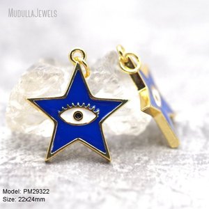 Pendentif étoile PM29341 plaqué or 18 carats, émail, charme œil pentagramme, 5 couleurs, amulette de <span class=keywords><strong>protection</strong></span>, fournitures pour la fabrication de bijoux - Product Image 5