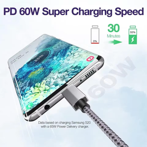 Cable <span class=keywords><strong>de</strong></span> Carga Rápida USB-C a USB-C ULT-unite <span class=keywords><strong>de</strong></span> 60W, Cable Trenzado Premium Personalizado <span class=keywords><strong>de</strong></span> 60W PD, 1.8m 6.6 pies, C a C - Product Image 4