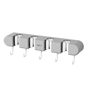 Sulij Wall Mounted Mop Holder With <b>Hooks</b> For Bathroom Storage Organizing - Product Image 5