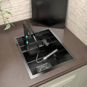 Hiện đại Bar vuông đen Hidden thép không gỉ bồn rửa nhà bếp với bìa vòi nước cho trên truy cập nhà bếp - Product Image 2
