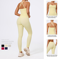 Ensembles de yoga 2 pièces pour femmes, personnalisables avec logo, respirants, imprimés, haut à col carré et bretelles spaghetti, leggings taille haute pleine longueur