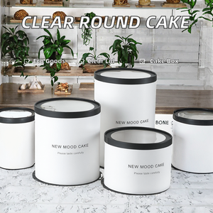 Caixa Redonda para Bolo com Tampa Transparente 4/6/<span class=keywords><strong>8</strong></span>/10 Polegadas Três em Um em PET de Materiais Reciclados Autoerigível em Promoção com Borda Transparente - Product Image 2
