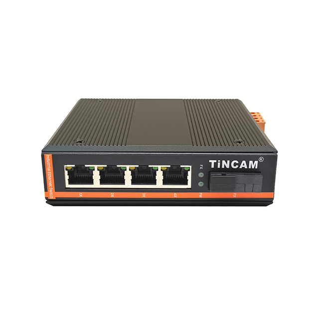 TiNCAM Industrial-grade POE  Switch 100 Mbps 1*optical Port +4 *poe  Port  Single-mode Single-fiber 20 km   1310/1550 Nm; SC