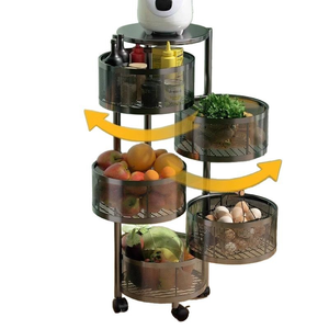 Meerlagig Gietijzeren Keukenrek Met Wielen Beweegbare Stand Specerij Opslag Plank Groenterek Eenvoudige Installatie Opberghouder - Product Image 2