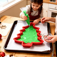 Moule à gâteau en silicone en forme de sapin de Noël, plaque de cuisson antiadhésive pour biscuits, chocolat, glaçons, réutilisable, compatible four