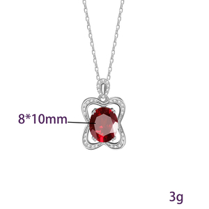 Collar de Plata 925 con Gema de Color en Forma de Trébol de Cuatro Hojas, Piedra Natural de Cristal, Joyería de la Suerte, Regalo de Aniversario para Mujer - Product Image 6