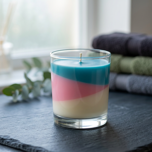 Cotton candy <b>Glass</b> <b>Candle</b> <b>Holder</b> Round Scented Heat Resistant Home Decoration - Product Image 1