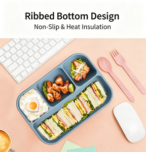 Boîte à bento en silicone de qualité alimentaire avec logo personnalisé, 4 compartiments, hermétique, vente en gros, fabrication OEM directe d'usine, conteneur pour préparation de repas - Product Image 1