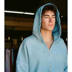 Felpa con Cappuccio Oversize Personalizzata per Uomo, Stile Vintage Sbiadito con Zip, Vestibilità Ampia - Product Image 6