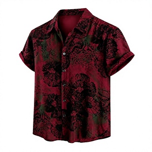 เสื้อเชิ้ตแขนสั้นผู้ชายสีเบอร์กันดี/สีดำ พิมพ์ลายตามสั่ง ปกคอปก ระบายอากาศได้ดี เป็นมิตรกับสิ่งแวดล้อม สำหรับฤดูใบไม้ผลิ บริการ OEM - Product Image 2
