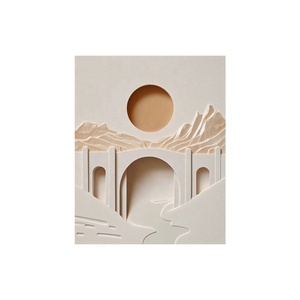 JZ Wabi Sabi Grand 3D Bâtiment Décor À La Maison Mur Art Technique Mixte Oeuvre À La Main Sculpture Sur Bois <span class=keywords><strong>Abstrait</strong></span> Paysage <span class=keywords><strong>Peinture</strong></span> - Product Image 4
