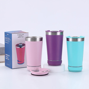 New Arrival 16oz Double Wall Stainless Steel Tumbler Smart Water Bottle With Music Speaker And Bottle Opener For Travel - Product Image 2