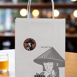 Custom Thin <b>Paper</b> Bags for Cafe Branding Cheap White Wrapping <b>Paper</b> Bags with Customized Logo Printing - Product Image 4