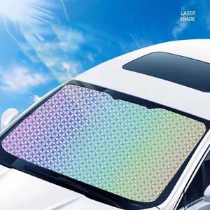 Pare-soleil de voiture personnalisé en polyester anti-UV avec impression, protection solaire pour pare-brise, pare-soleil de voiture avec logo en feuille d'aluminium - Product Image 2