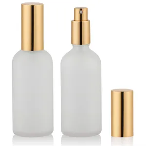 3.4oz 100ml Perfume Essential Oil Frosted Glass Spray Bottle With Gold Aluminum Cap