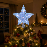 Kühlweißer LED-Kristallstern als Baumspitze, 5-Punkt Facettierter Acryl-Weihnachtsbaum-Spitzen-Dekorationslicht