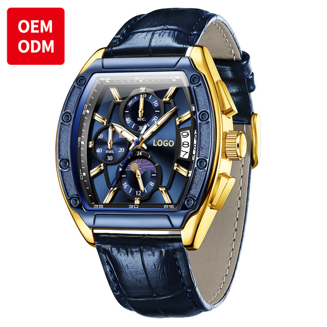 OEM 3661 Dropshipping China Male Quartz Watch Leather Strap Chrono Calendar in Stock New Business Hand Watch