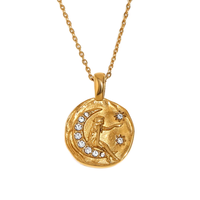 <strong>Best</strong>-<strong>selling</strong> 18K Gold Zirconia Celestial Pendant - Matte Sun Moon Star <strong>Necklace</strong>