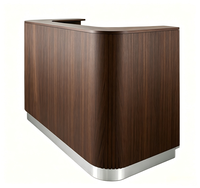 Comptoir d'accueil en acier inoxydable avec dessus en bois, design traditionnel pour restaurants, salons, boutiques, écoles, hôpitaux, centres commerciaux - Durable