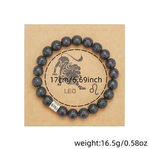 Pulsera del zodiaco de Aries, piedra natural con cuentas de roca volcánica, regalo de joyería unisex - Product Image 4