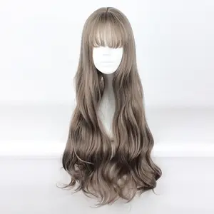 Lm 70 Centimetri Giappone E Corea Del Sud Capelli Sintetici Aria Bang Colore Della Miscela Harajuku Cosplay Parrucca 100% in Fibra Ad Alta Temperatura parrucca