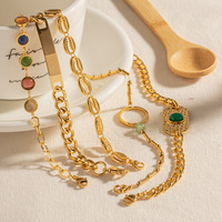 Bracelet en pierre naturelle, style œil de chat, coquillage creux, étanche, bijoux en acier inoxydable PVD or 18 ct pour femmes