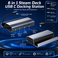 Stasiun Docking Steam Deck 6 in 1 4K 60Hz HDMI 100W PD Tipe C 5Gbps USB 3.0 TV Base Stand Holder Hub untuk ROG Ally Switch
