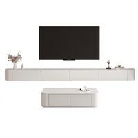 Luxuriöse Medienkonsole Weißer TV-Ständer Wandmontierte LED-TV-Einheit Holzschrank Neu Designter Schwebender TV-Konsolenständer