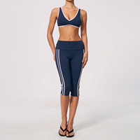 Ensemble de yoga pour femme ultra-extensible, soutien-gorge de sport dos nu à col en V, pantalon capri à taille repliable, vêtements de sport respirants
